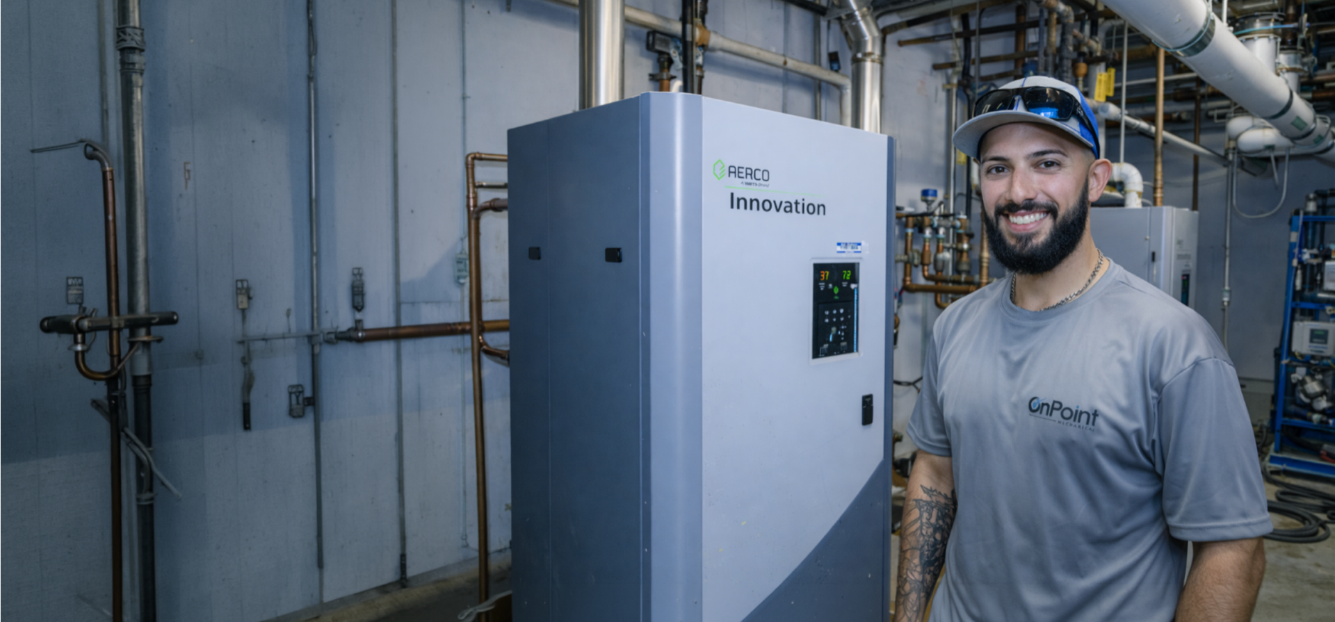 OnPoint Mechanical technician with commercial boiler