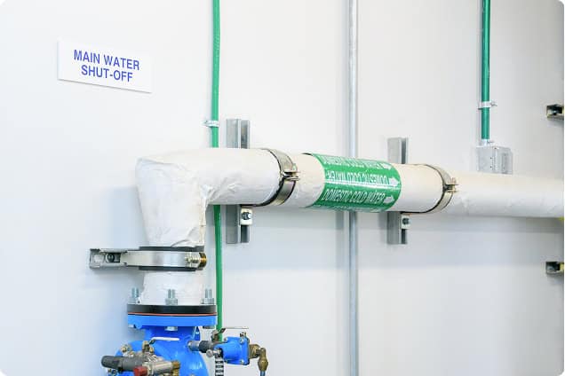 Main water shut-off valve system for plumbing control and maintenance.